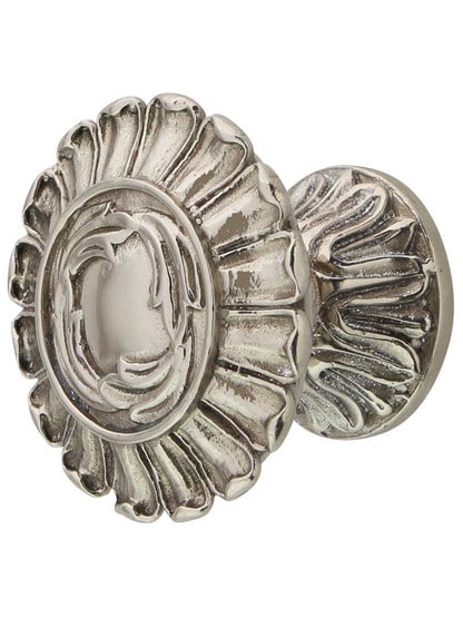 French Court Cabinet Knob - 1 1/2 inch Diameter in White Brass.